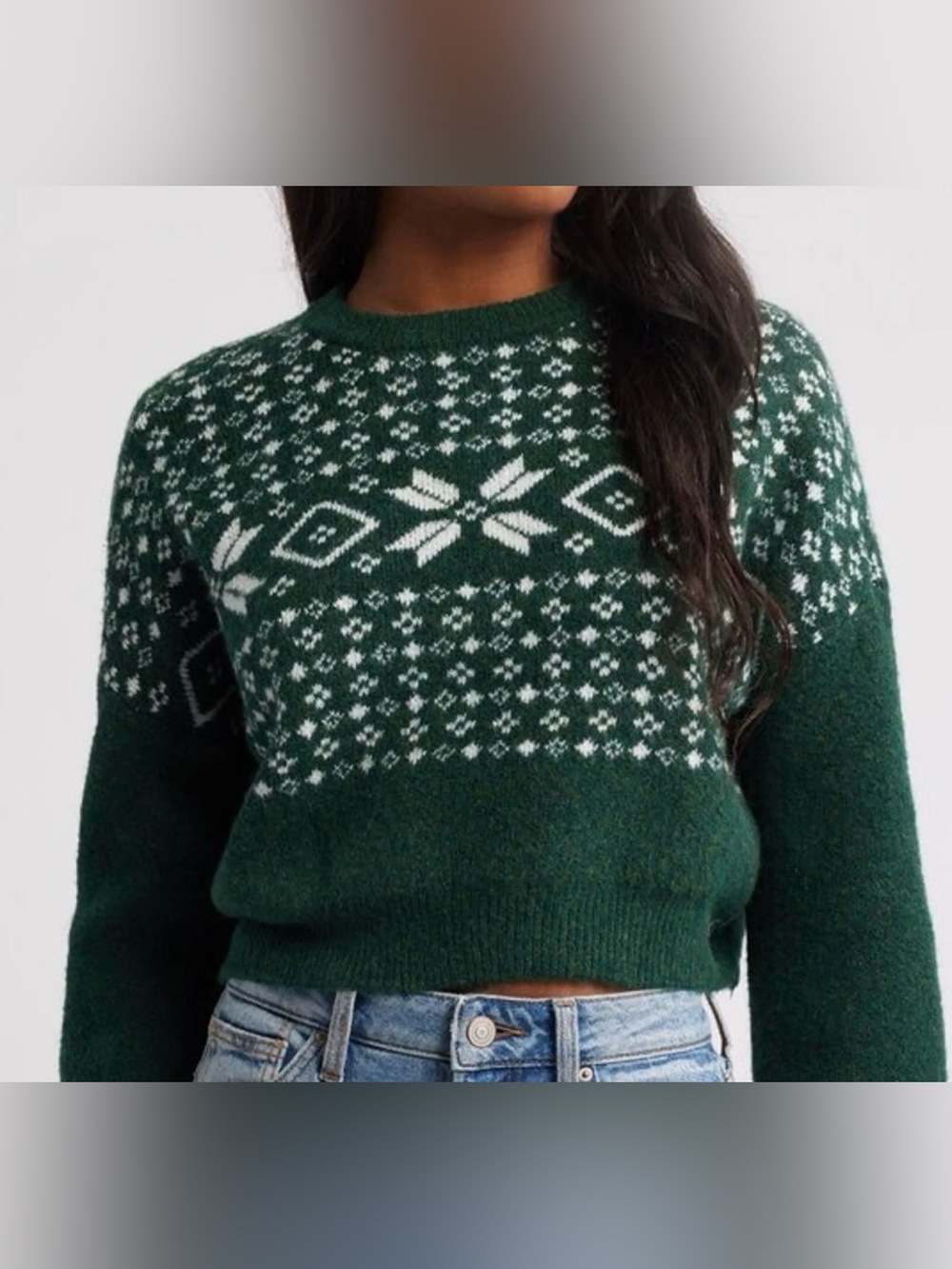 NWT Dark Green Fair Isle Crewneck Sweater-From PACSUN